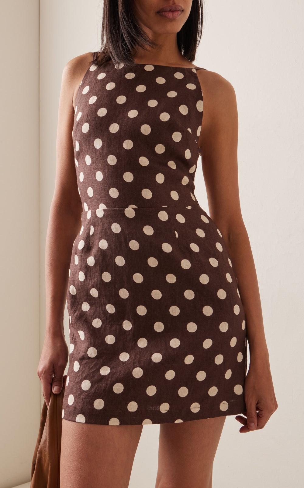 brown polkadot comfortable dress for traveling to europe