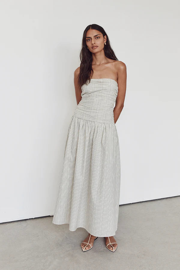 european summer strapless dress cream