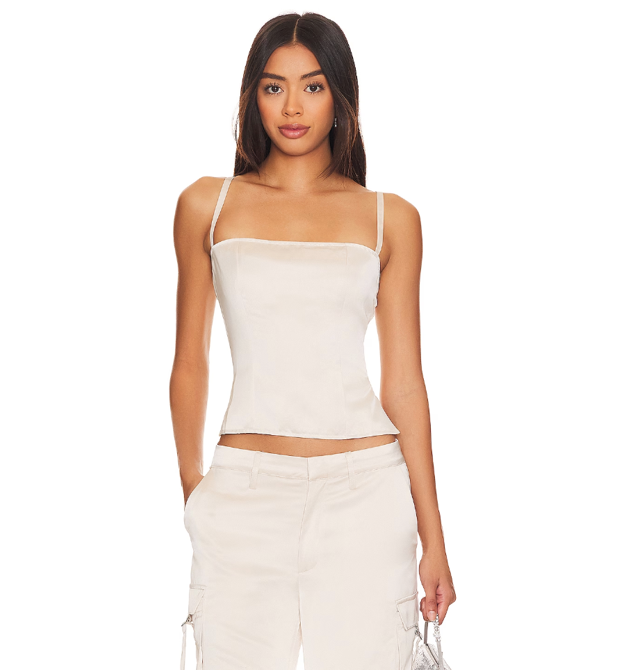 Corset-style strappy top - Cream - Ladies