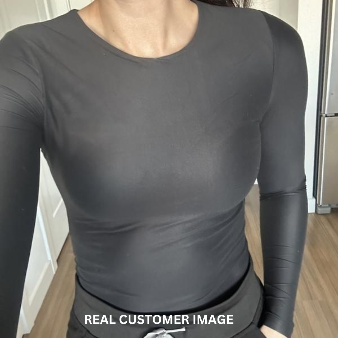 Women's Soft Matte Seamless Long-Sleeve Squareneck Bodysuit