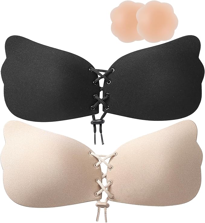 Midline Tie Pull Sticky Bra Plain No show Backless Strapless