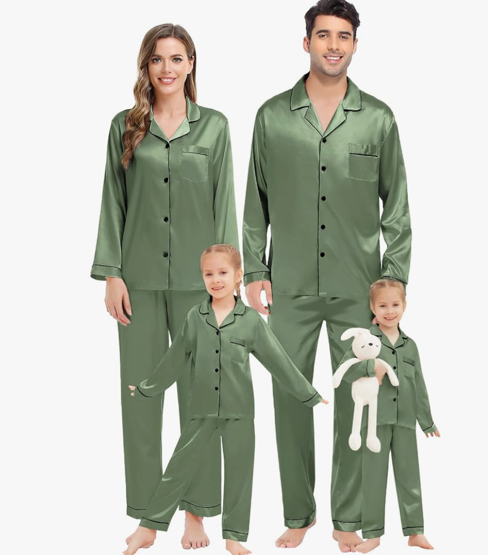 Couple Pure Silk Long Pajama Sets Total 4Pcs  Silk pajama set, Pajama set,  Types of sleeves