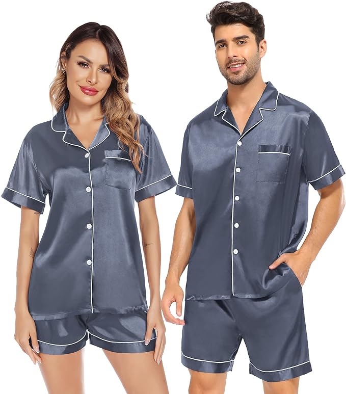 Silk Matching Pajamas, Silk Pyjama Set for Couples