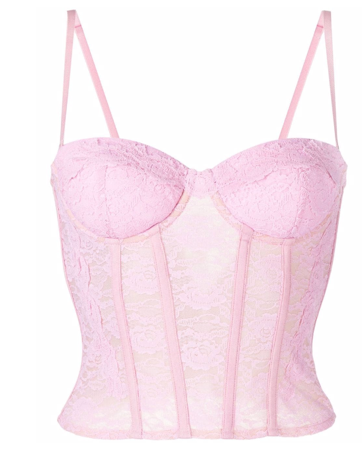 Pink Floral Sheer Lace Corset Bra Top - Small – Le Prix Fashion & Consulting