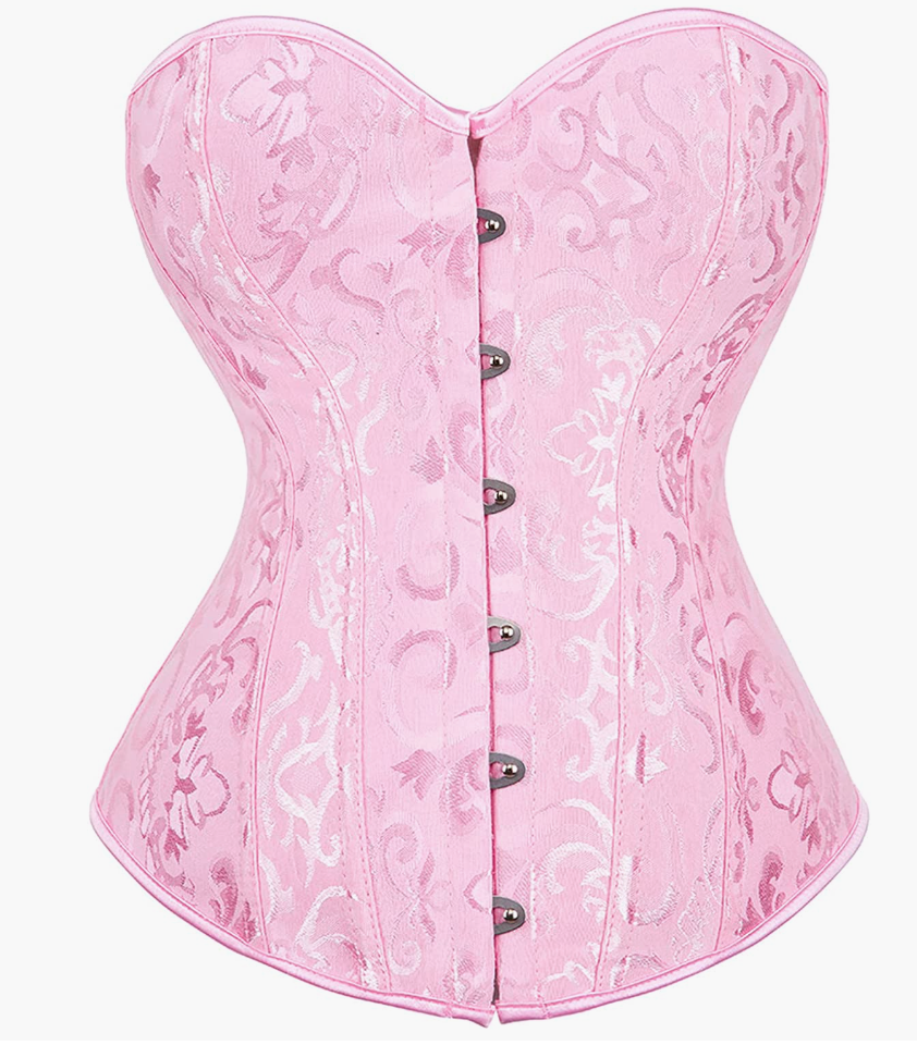 Baby Pink Satin Square Neck Corset Top