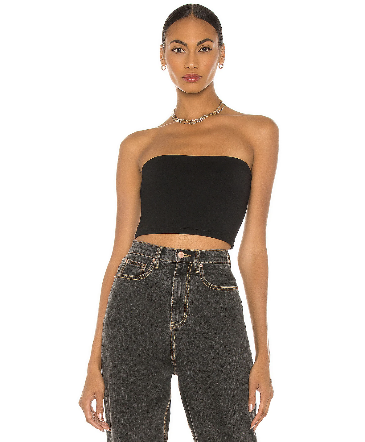 Susana Monaco Stretch Denim Micro Tube Top in Light Denim