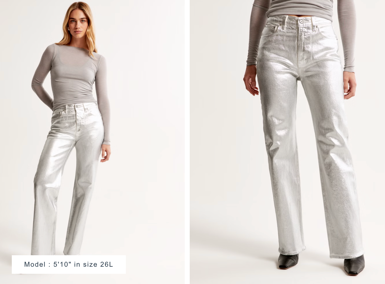 ASOS DESIGN 90s straight jeans in metallic silver
