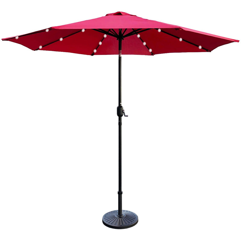 9 Ft Solar Market Umbrella-Red