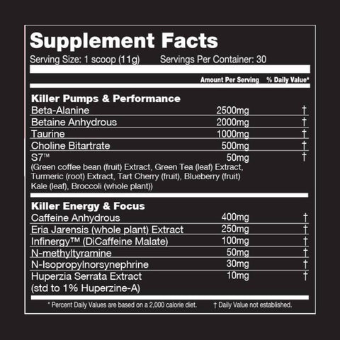 Executioner Pre Workout Supplement Facts