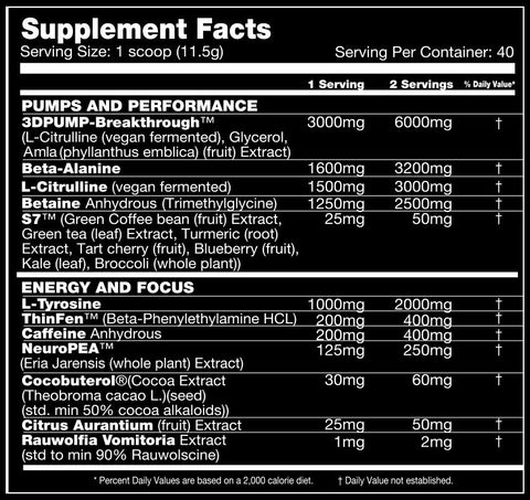 Hypermax 3d Pre Workout Supplement Facts