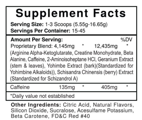 Usp Labs Jack3D Pre Workout Supplement Facts