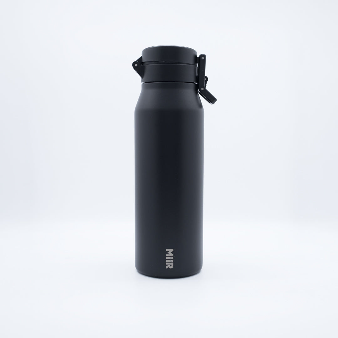 1000ml Tallboy Black Water Bottle With Flexible Noodle Straw Top