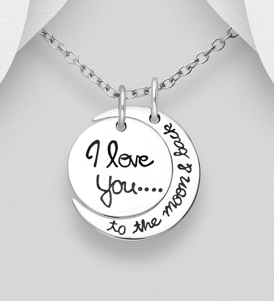 Sterling Silver "I love you.... to the moon & back" Pendant