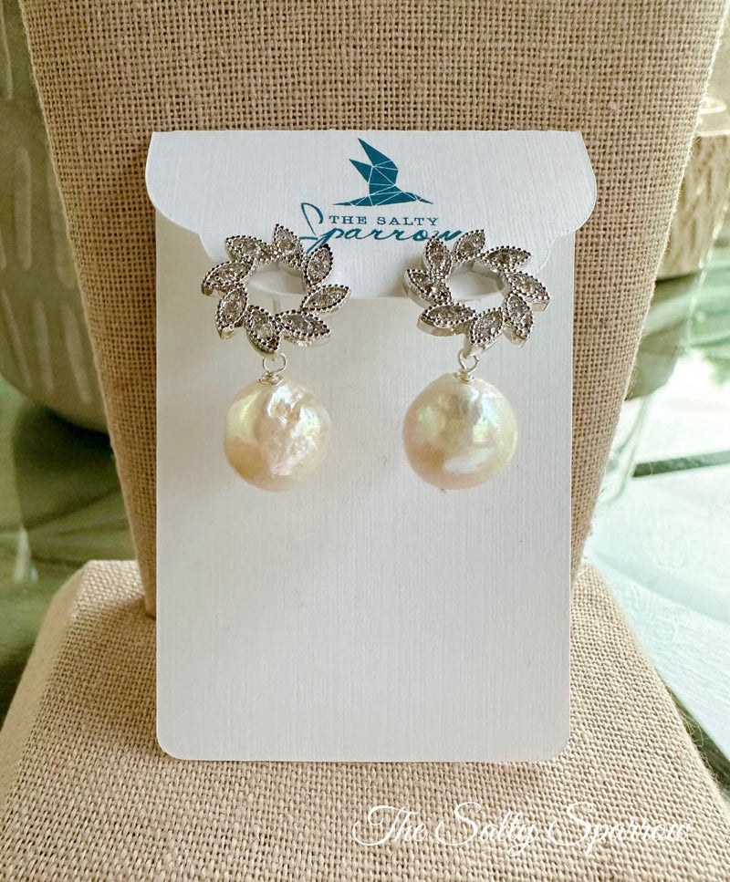 Wreath pearl drop earrings – The Salty Sparrow Jewelry
