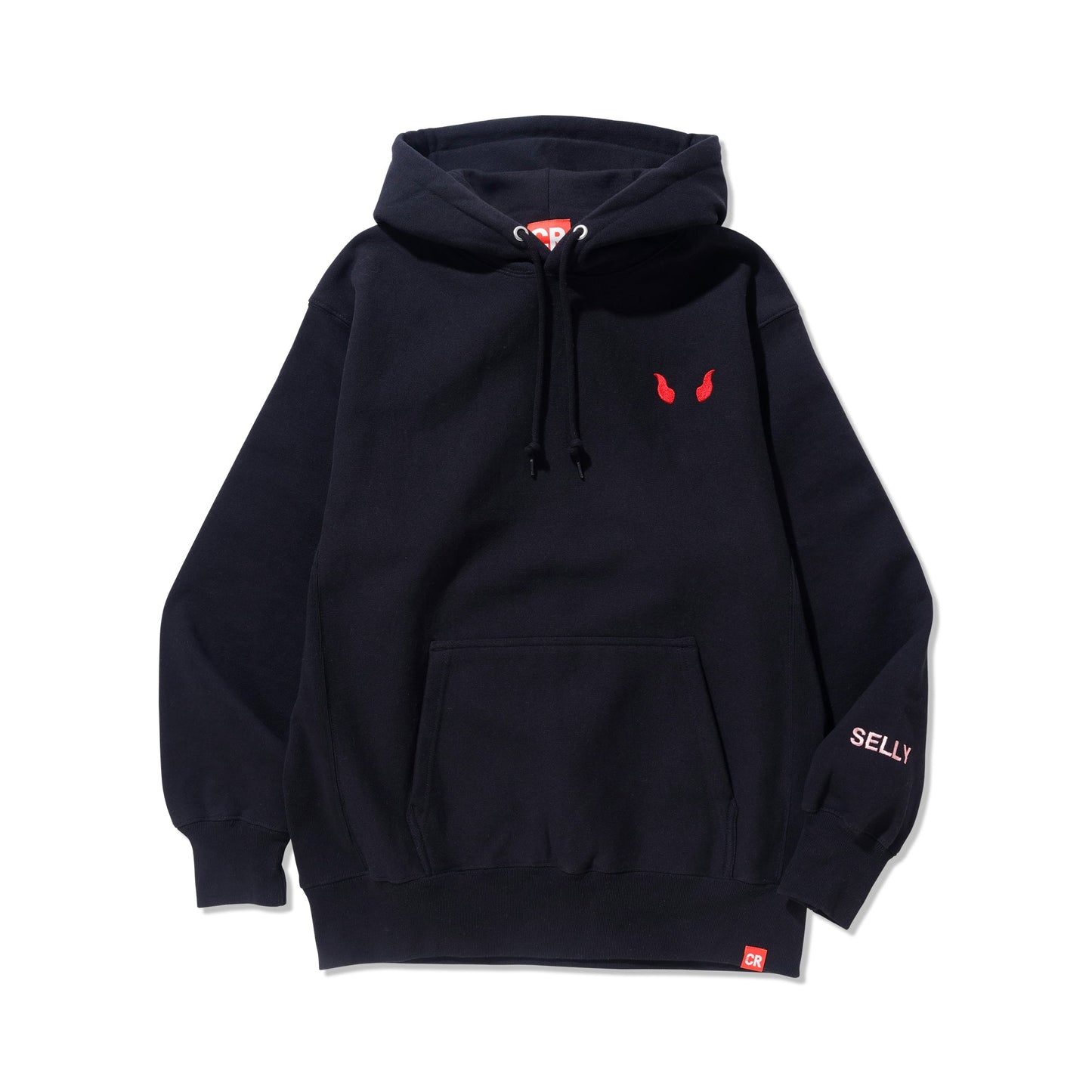 SELLY THUMBS CUT HOODIE BLACK