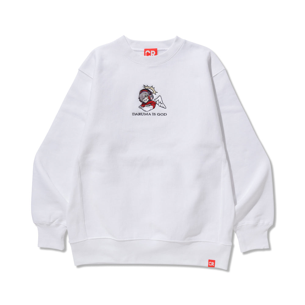 DARUMA IS GOD CREWNECK WHITE