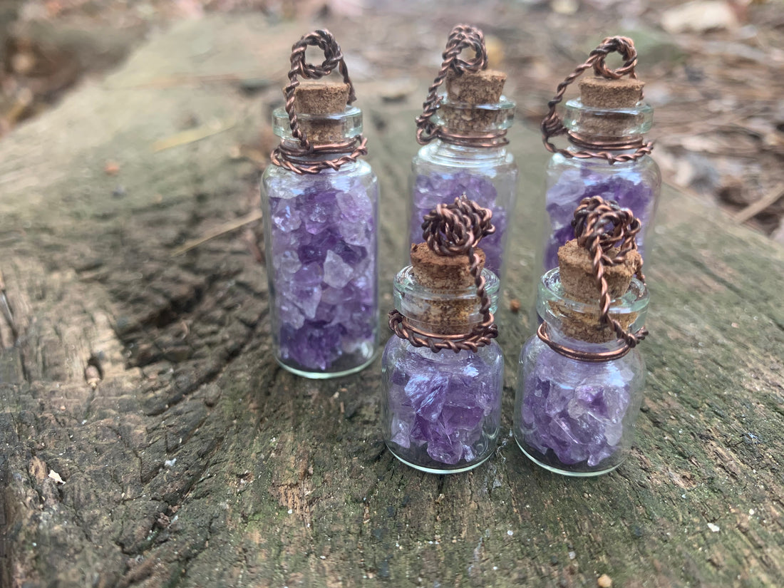 Amethyst Bottle Necklace | Peace and Positivity | Gems By LYC
