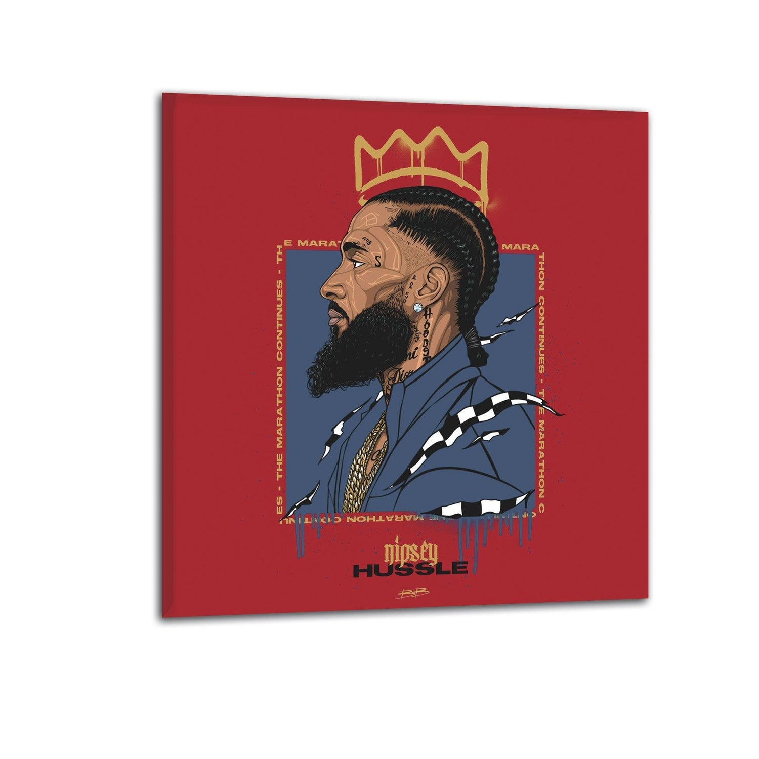 Nipsey Hussle Art Canvas Nipsey With a Crown Art Canvas 