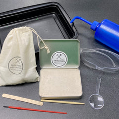 Be sure to provide excavation tools and safety goggles with the DIy Gem Mining Kit.