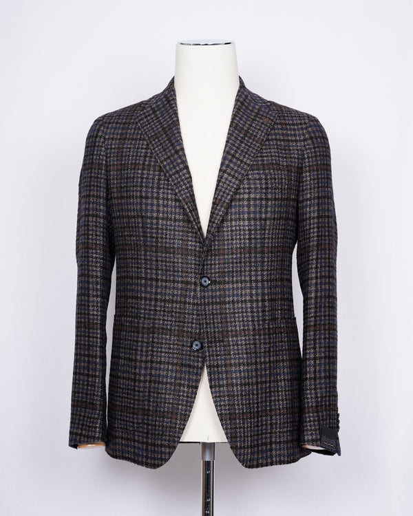 Tagliatore Blue / Grey Melange Wool And Silk Jacket 