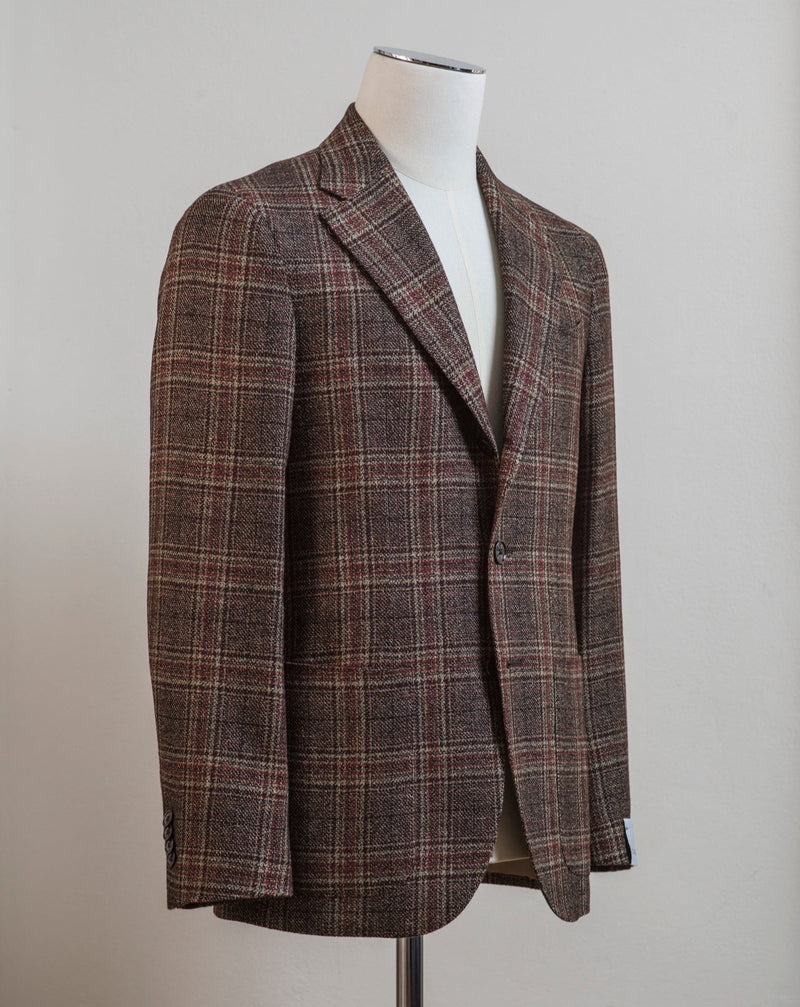 Caruso Brown Wool Linen & Cashmere Glencheck Jacket – Vaatturiliike ...
