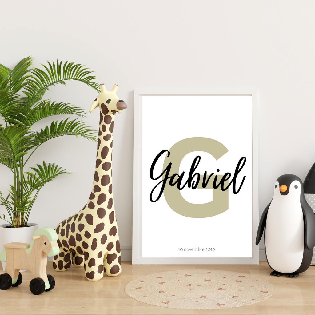 Affiche chambre bébé Boho Rafy la girafe A4 – Chouquette et Compagnie