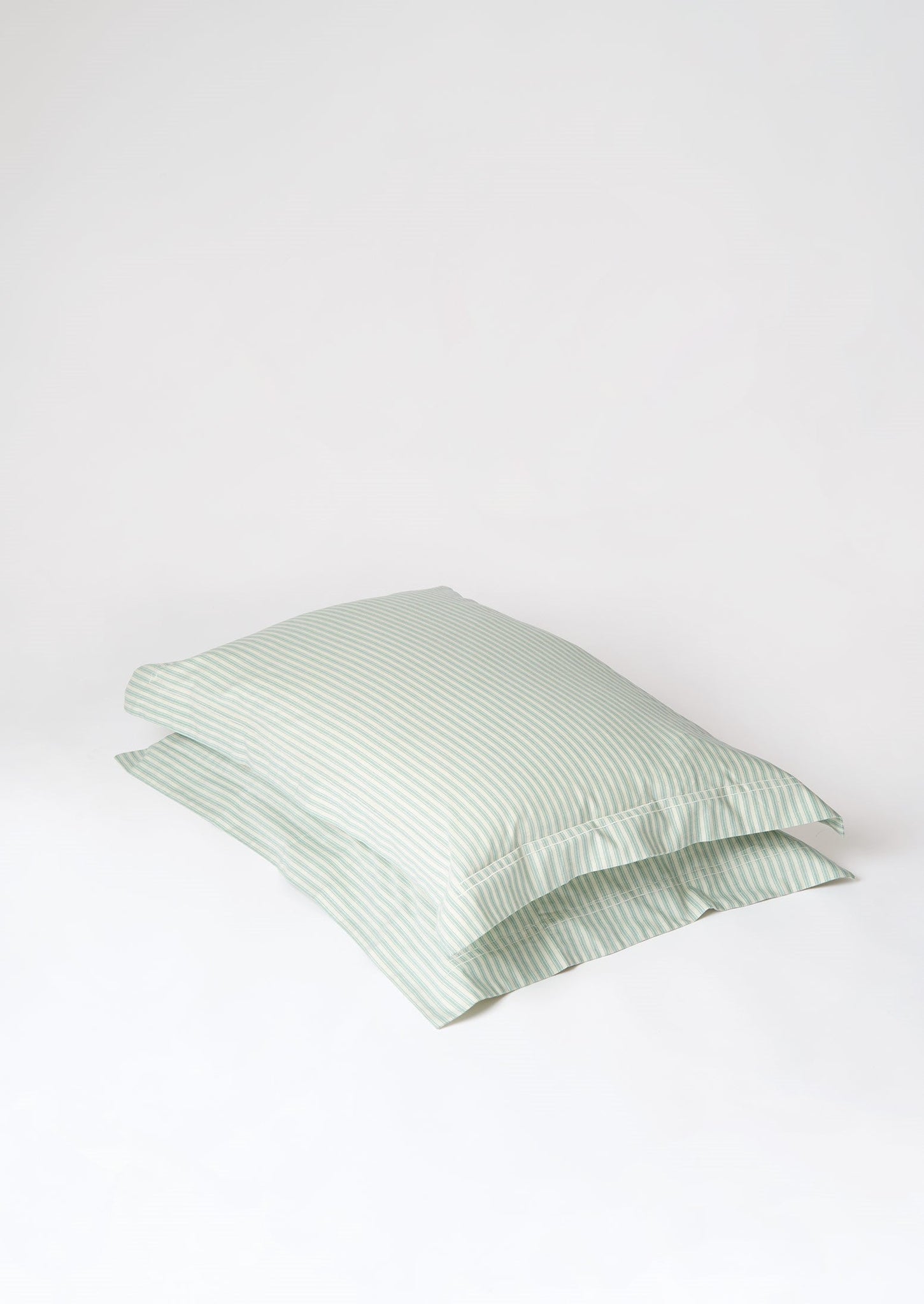 Organic Cotton Ticking Stripe Oxford Pillowcase | Ecru/Mineral Blue