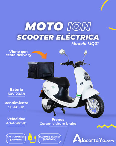 moto eléctrica ion mq01 con cesta delivery