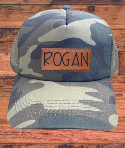 Personalized Name Leather Patch Boys Hat