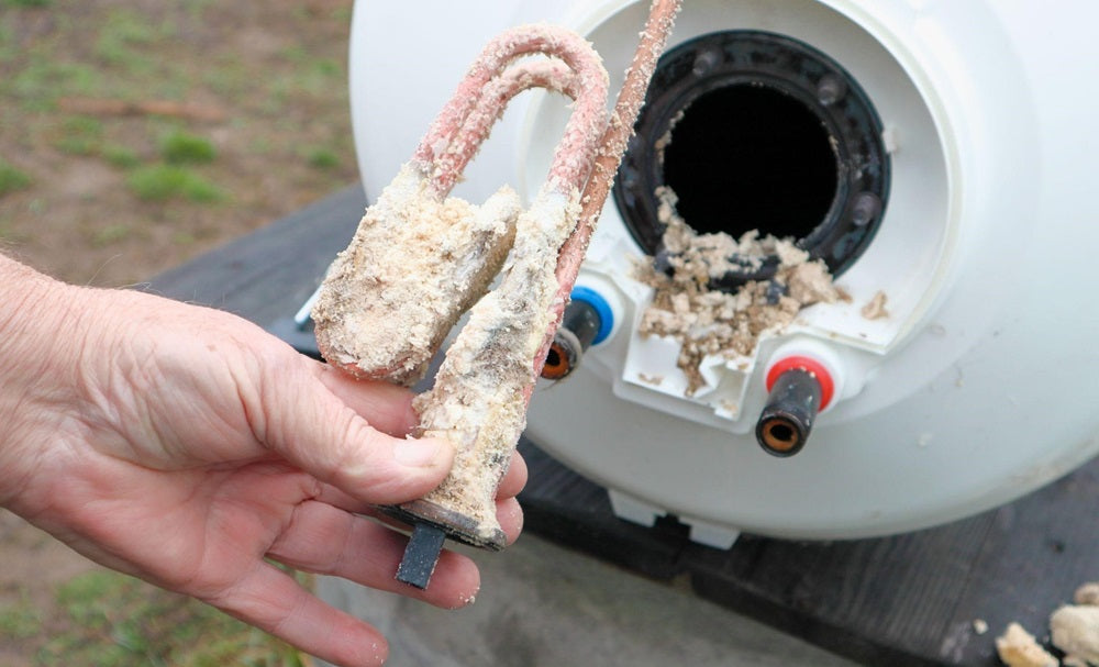 Lime deposits on stainless steel heating element