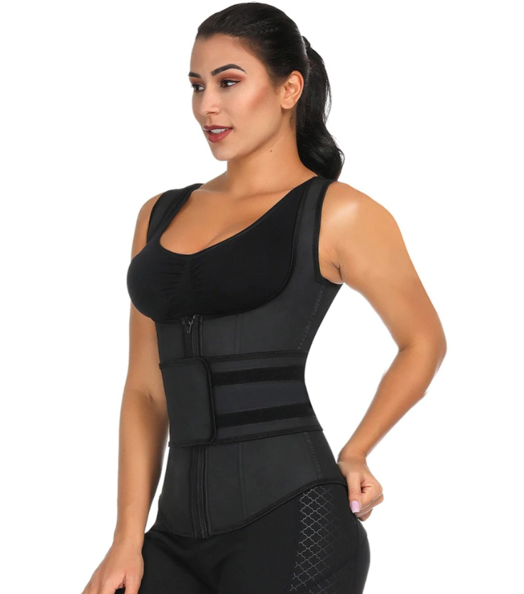 Ann Chery 2027 Chaleco Latex Faja Reductora Waist Training Vest - 6XL/48 /  Black