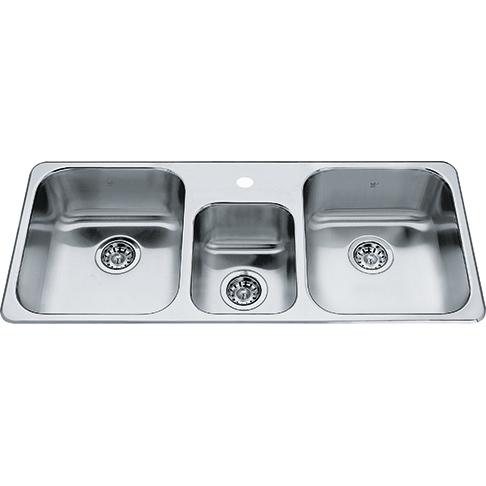 Kindred Qtcm1841 8 1 1 Hole 3 Bowl Drop In Sink Stainless Steel Nova Plumbing Fixtures