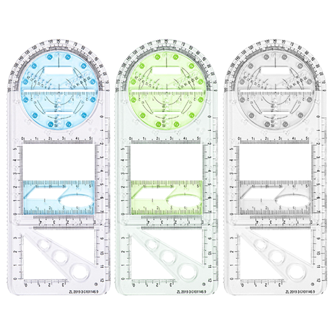 Sunward Multifunctional Geometric Ruler, Geometric Drawing Template,  Measuring Tool For School, Office, Architecture Supply