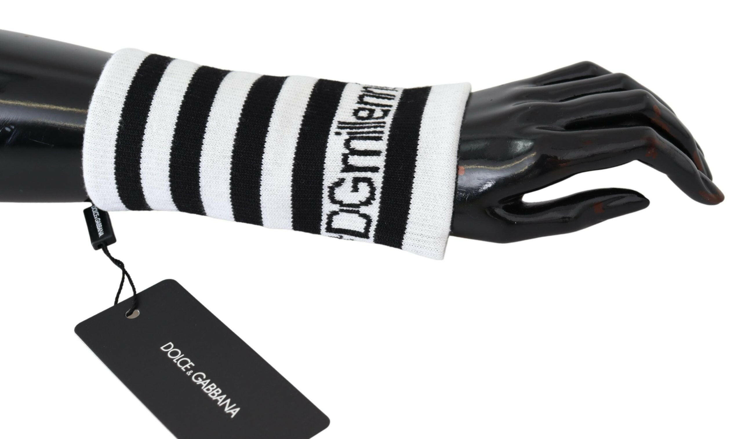 Dolce+&+Gabbana+Black+White+Wool+DGMillennials+Wristband+Wrap+-+GENUINE+AUTHENTIC+BRAND+LLC++