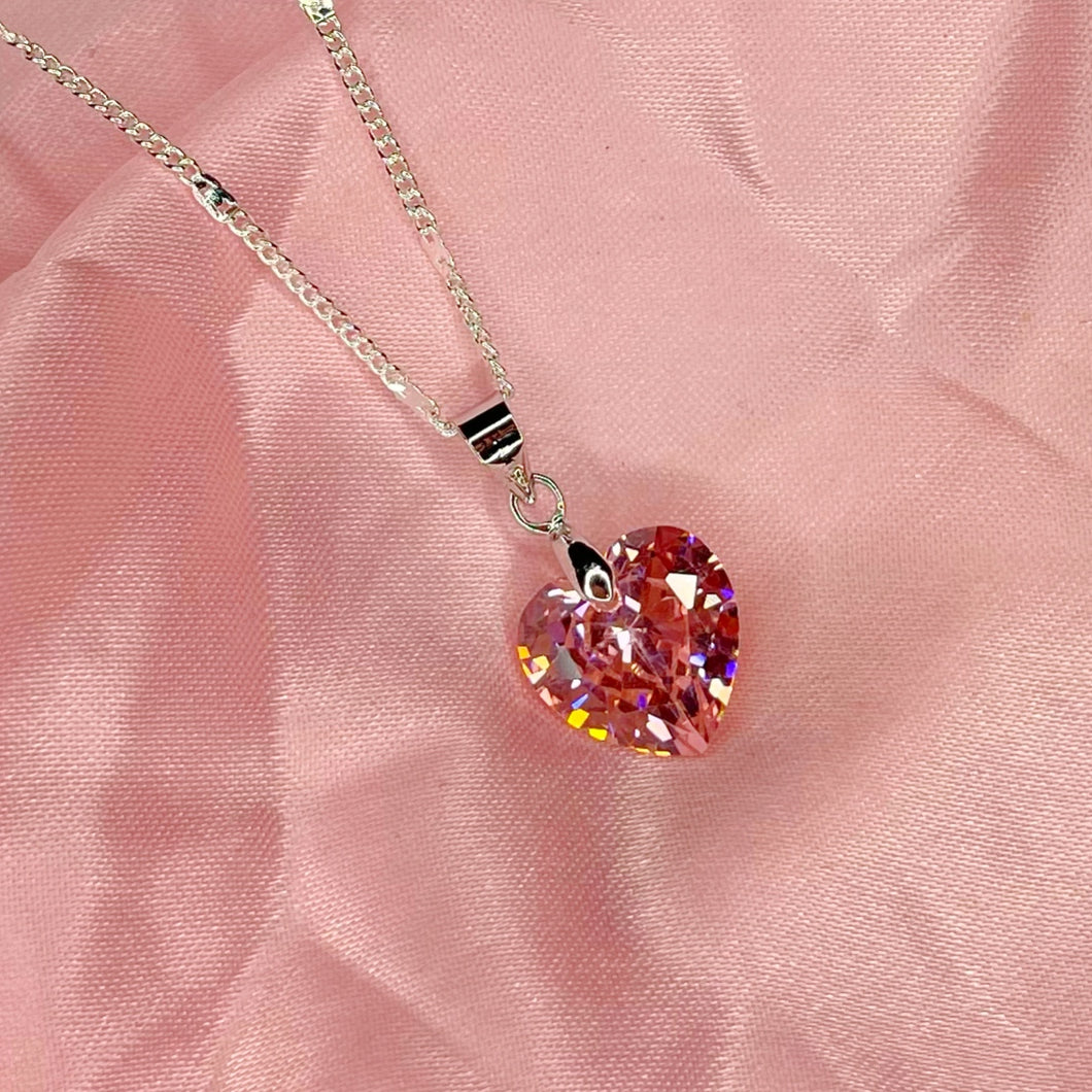 pink diamond heart necklace