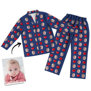 Multi-Color Custom Photo Long Sleeve Pajamas Sleepwear Nightwear Love Baby - MadeMineAU