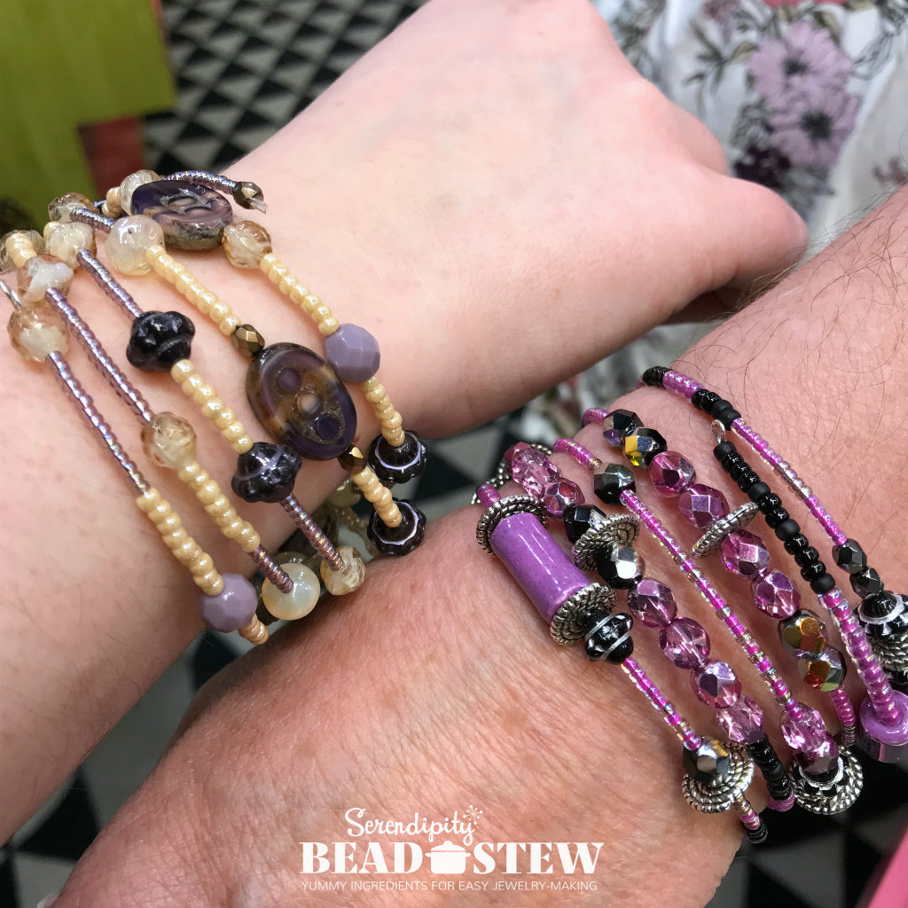 The Calgary Spring Fibre Fest​ ​was tons of ​fun on Mother's Day​ weekend,​ ​with Suzie Q Studio​ ​providing FREE, expert instruction​ ​for some "Moms & Daughters"​ ​to make their own​ ​Serendipity BEAD STEW​ ​"Bangle-icious" Bracelets!