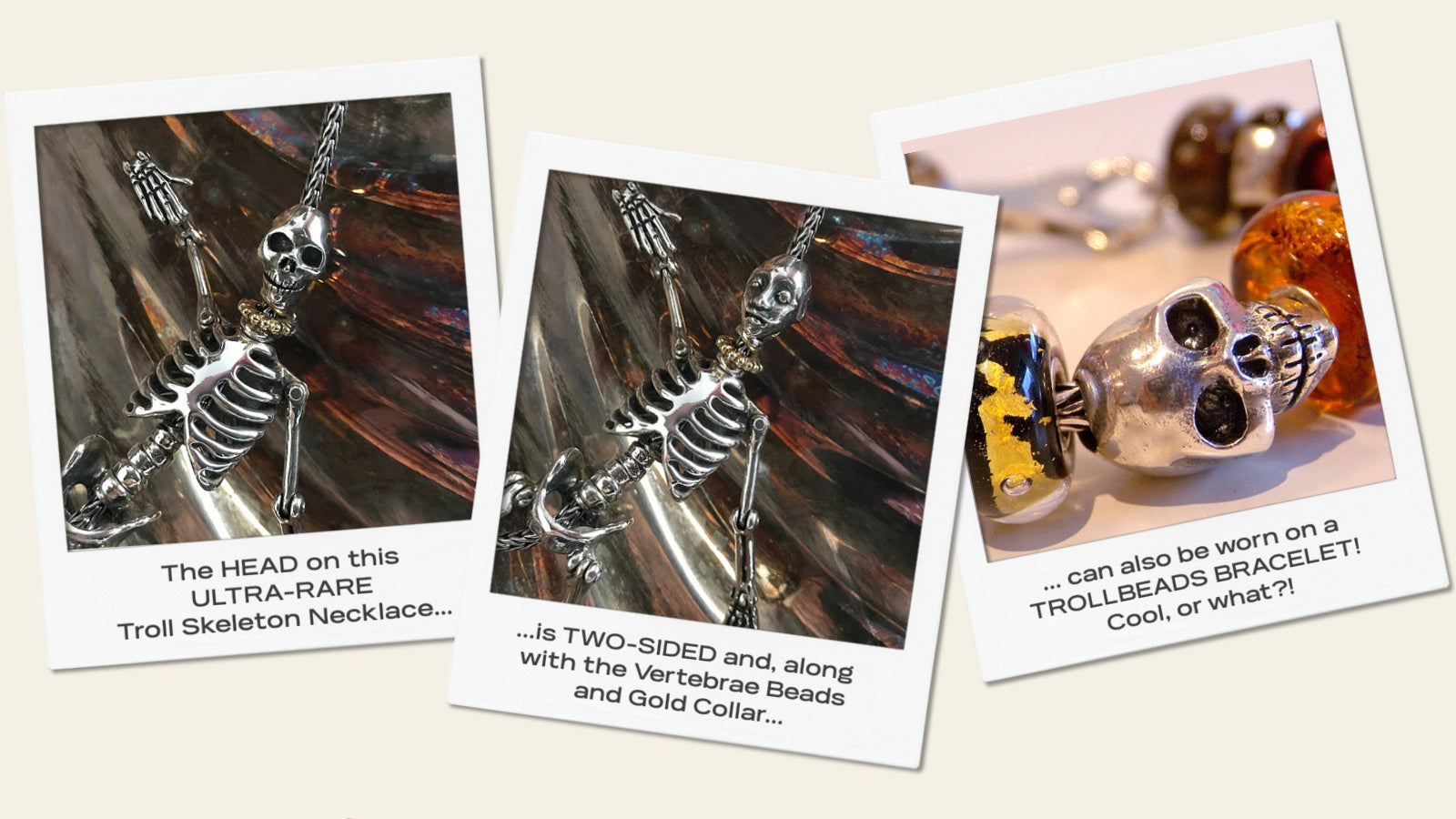 Suzie Q Studio has stashed away special glass, sterling silver and limited edition Trollbeads pieces in the Suzie Q Studio “Trollbeads Treasure Vault”. Here she talks about the ultra-rare Trollbeads Skeleton Necklace.
