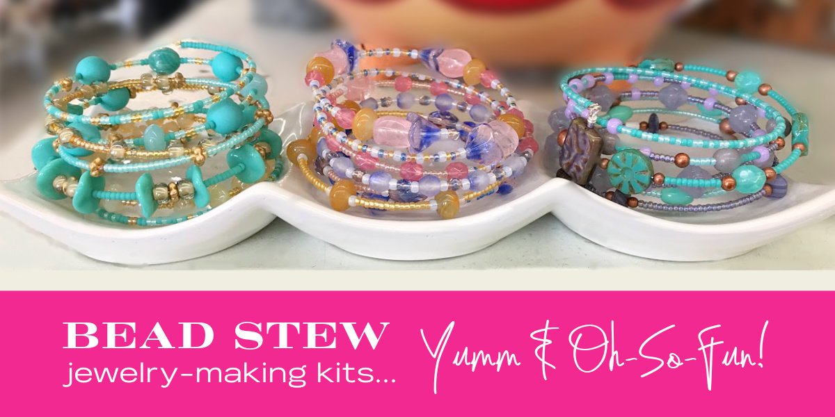 Whether you decide to make a bangle-style bracelet or a stack of stretchy “roll-on” ones, or choose  to go 