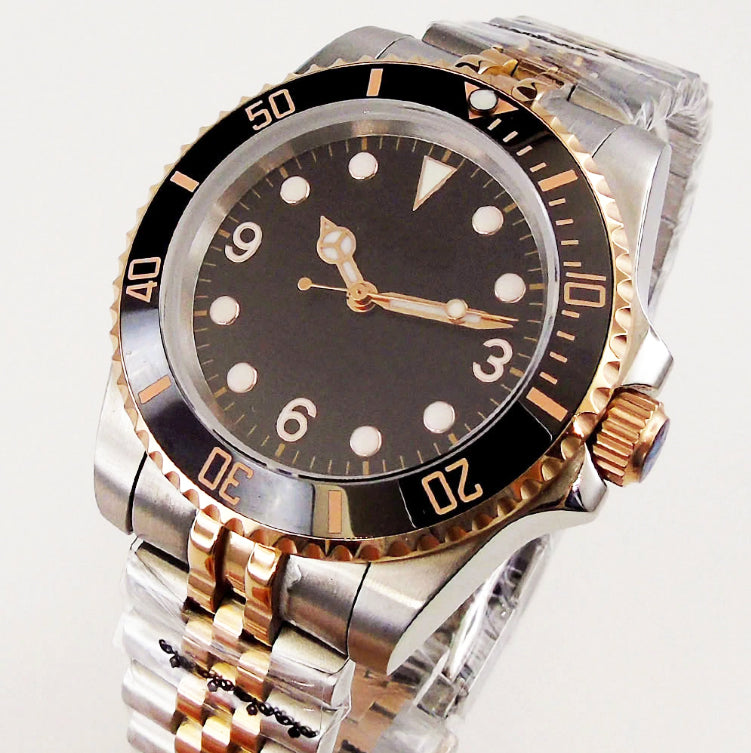 Black Rose Gold Submariner Watch Sterile Dial fully automatic Seiko NH –  