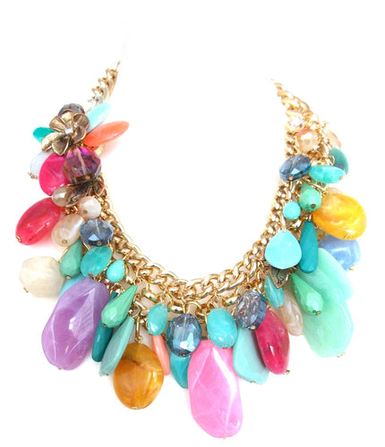 New Bohemian Colorful Pendant Necklaces for Women Chain Multi Color Punk  Necklaces For Girls Summer Travel