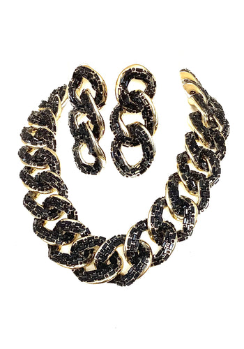 Black Jewelled Statement Necklace