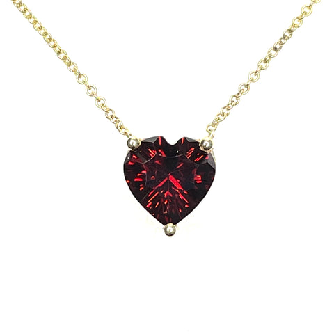 Garnet Heart Gold Necklace