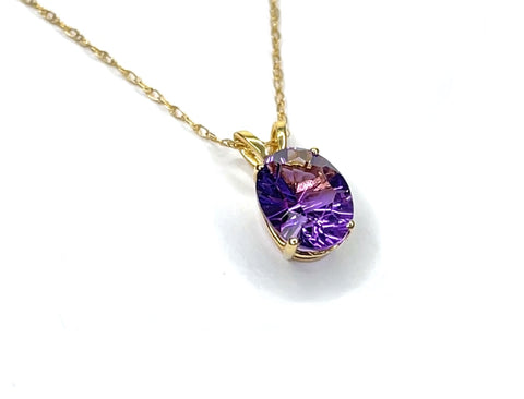Amethyst Oval Gold Necklace 