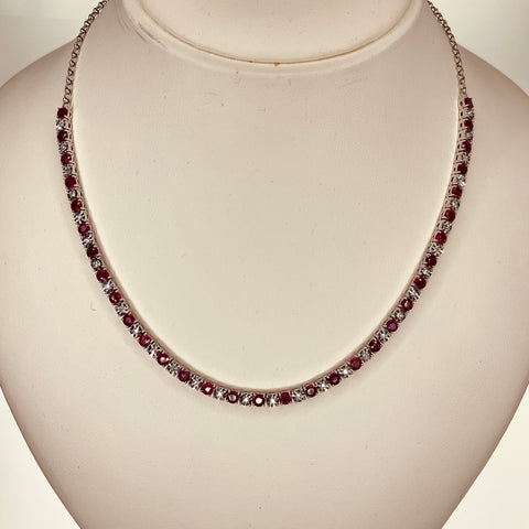 Ruby and Diamond White Gold Necklace