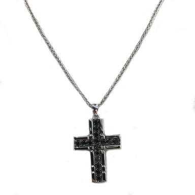 1.00 ct. t.w. Black and White Diamond Cross Pendant Necklace in Sterling  Silver | Ross-Simons
