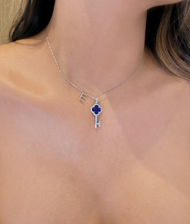 AuXchange Gold Jewelry Yellow Gold Blue Sapphire Clover Necklace