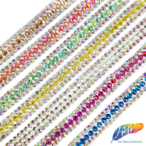 3/8 3-Row Crystal AB Rhinestone Iron On Trim, IRT-151 – Hai Trim & Feathers