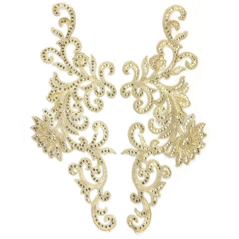 Light Gold Sequins Lace Applique, LAP-41 – Hai Trim & Feathers