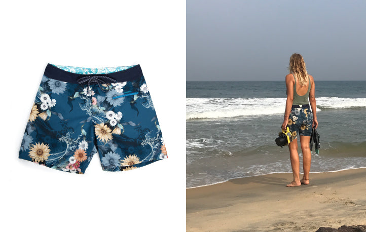 Katie Rae wears the Riz Burgh Endangered Bee Dusk Print